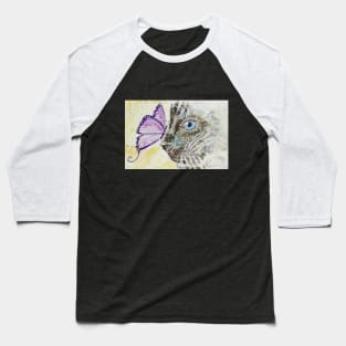 Siamese cat purple butterfly Baseball T-Shirt